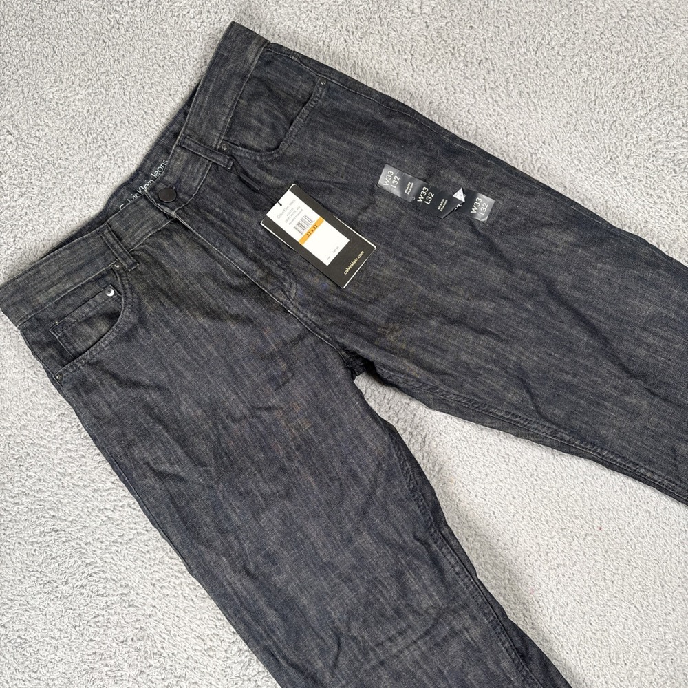 CALVIN KLEIN Jeans Mens 33x32 Dark Wash RELAXED STRAIGHT NEW